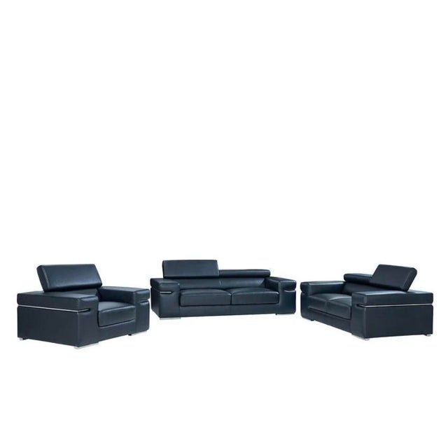 Metal Soho Black 3-Piece Leather Match Living Room Set For Sale - Image 7 of 10