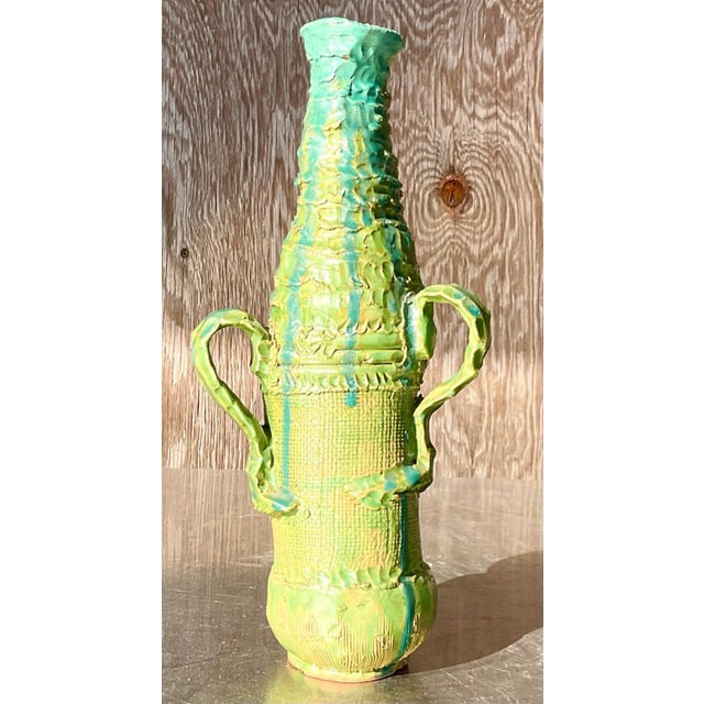 Vintage Boho Signed Hand Made Studio Pottery Vase For Sale In West Palm - Image 6 of 7