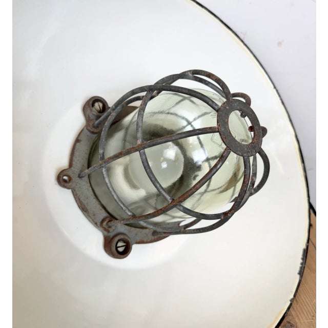 Black Enamel and Cast Iron Industrial Cage Pendant Light from Elektrosvit, 1960s For Sale - Image 15 of 18