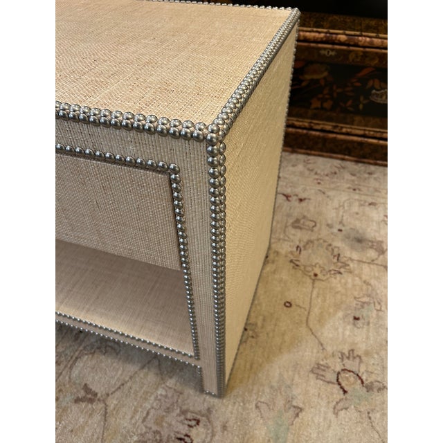 Pair of Contemporary William Sonoma Home Grasscloth Night Stands With Single Drawer For Sale - Image 13 of 15