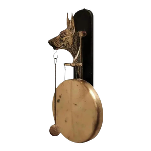 Arts & Crafts Bronze Figural Dog Wall Hanging Gong, 1920s