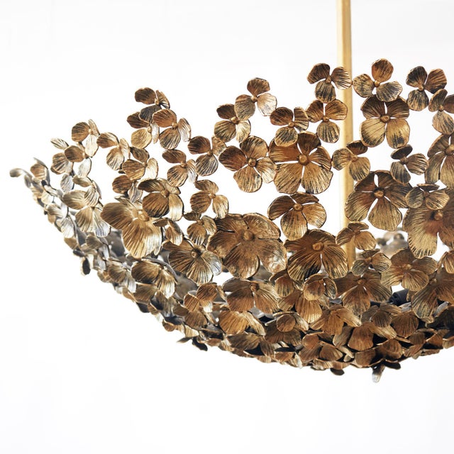 Gold Aged Gold Primrose Garden Floral Dish Light For Sale - Image 8 of 10