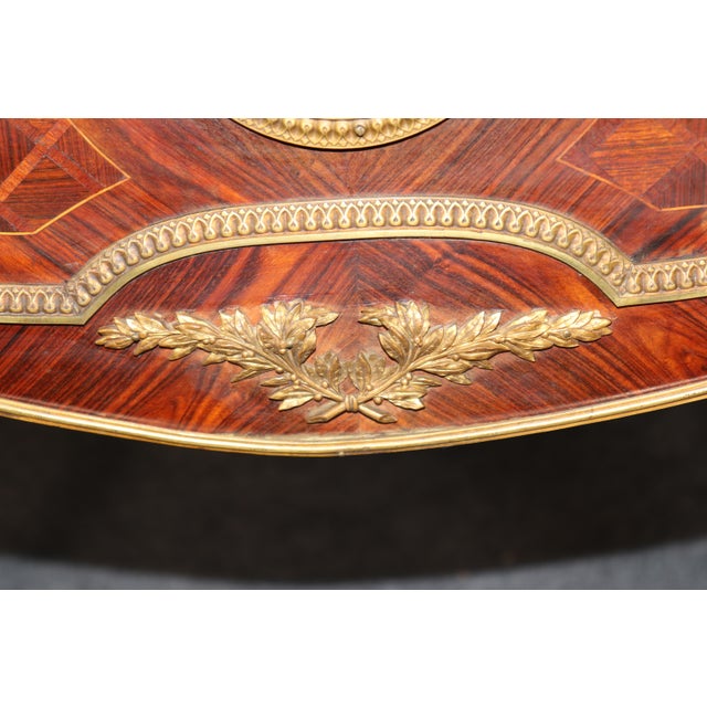 Brown 19th C French Louis XV Style Bronze Ormolu Mounted and Parquetry Inlaid Vitrine. For Sale - Image 8 of 14