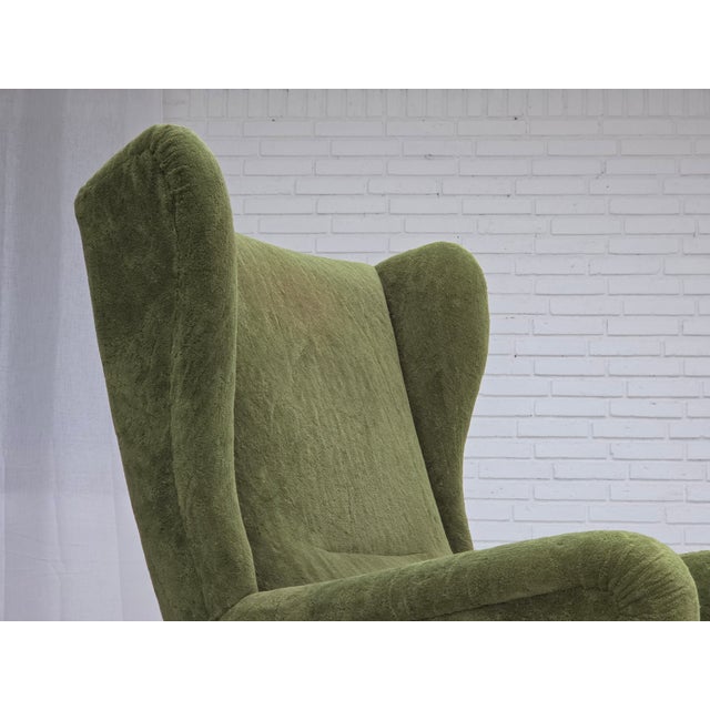 Scandinavian Highback Armchair in Velour with Beech Legs, 1960s For Sale - Image 18 of 18