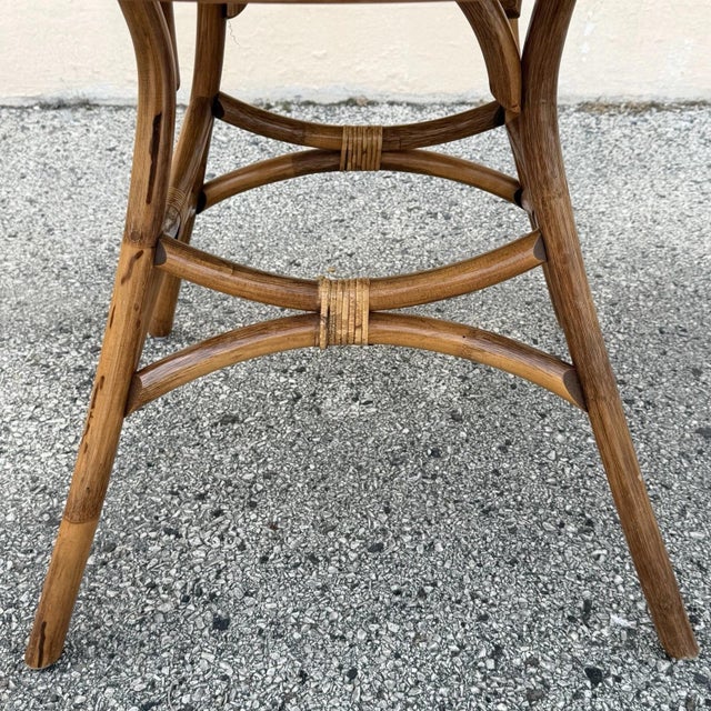 Vintage Hollywood Regency Bentwood Rattan Bamboo Swivel Chair Dining Set - 5 PCS For Sale - Image 16 of 18