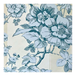 Brunschwig & Fils Blue Floral Chiltern Tring Wallpaper Hand-Printed in England, Three Rolls