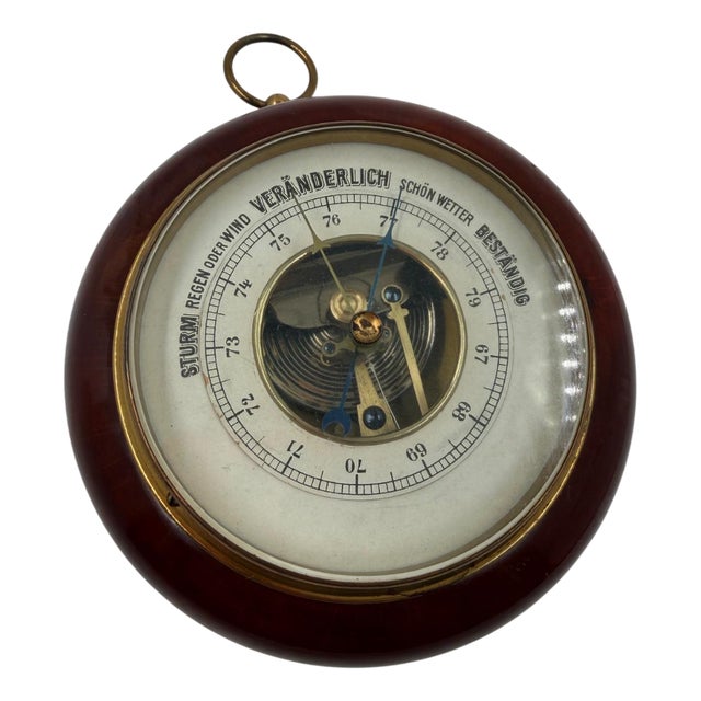 Aneroid Barometer in Wooden Frame, 1950s For Sale