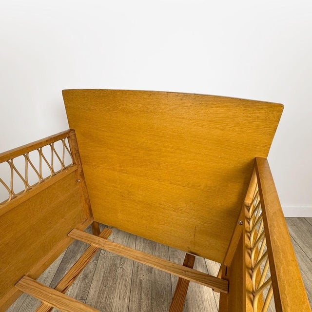 Wood Bohemian Wooden and Rattan Childrens Bed, 1960s For Sale - Image 7 of 12
