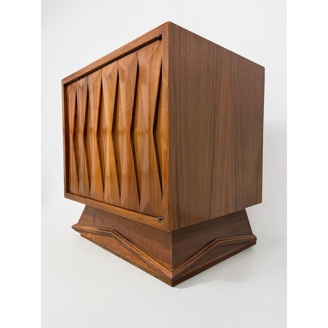 Pair of 1960s Mid-Century Modern Walnut Geometric Nightstands For Sale - Image 15 of 16