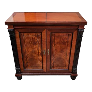 Vintage Baker Furniture Flame Mahogany Neoclassical French Empire Flip-Top Server