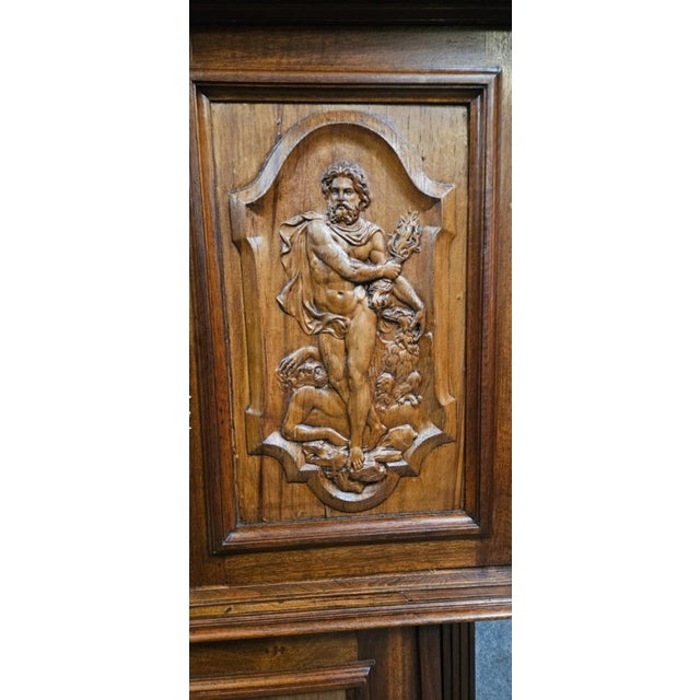 Antique Carved Walnut Cabinet with Terracotta Panels For Sale - Image 9 of 14