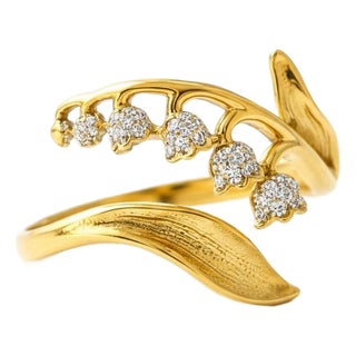 Lily of the Valley 14k Gold Ring, Size 5.5 For Sale