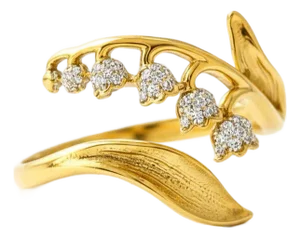 Lily of the Valley 14k Gold Ring, Size 5.5