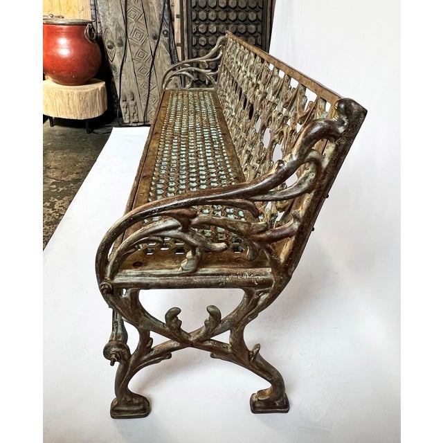 Mid 20th Century Vintage Cast Iron Moorish Garden Bench For Sale - Image 5 of 8