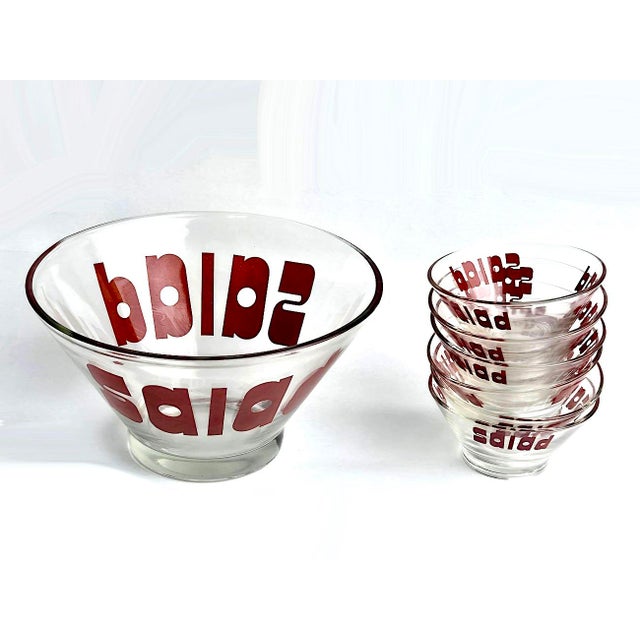 Mid 20th Century Wheaton Glass Graphic Salad Bowls Set, 7 Pieces For Sale In Miami - Image 6 of 11