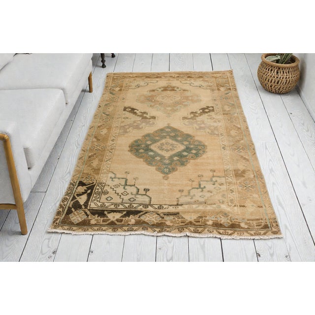 Turkish Geometric Anatolia Vintage Carpet For Sale - Image 3 of 10