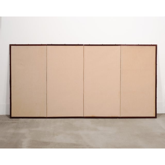 Japanese Style Showa Four-Panel Screen Cranes in Pine Trees For Sale - Image 15 of 18