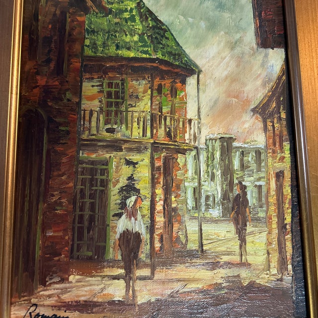 1960’s abstract impressionist cityscape street scene painting. Signed and framed. Measures 8x10 or approximately 9.25x11.5...