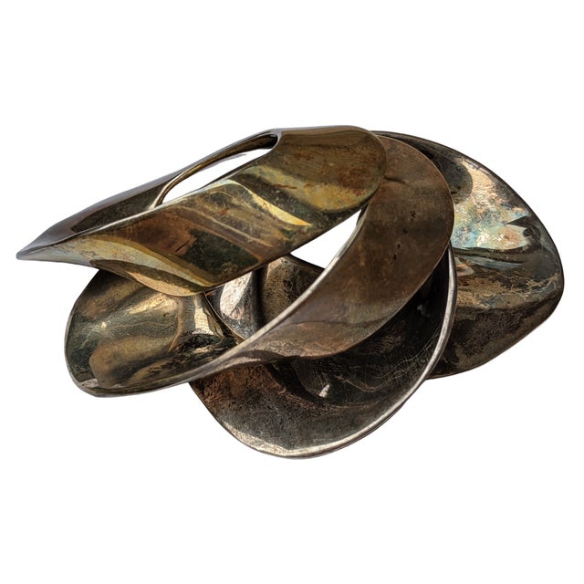 Mid Century Modernist Silver Sculptural Napkin Rings- Set of 4 | Chairish