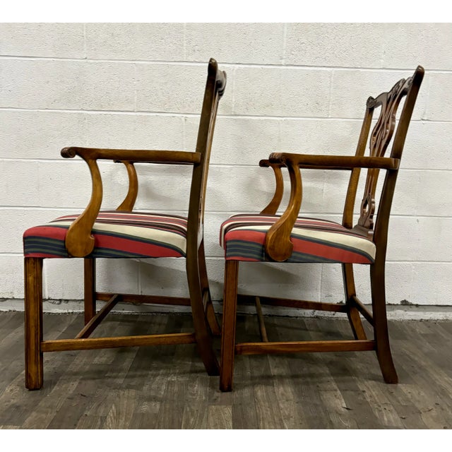 Vintage Chippendale Style Dining Arm Chairs - Pair For Sale - Image 11 of 12