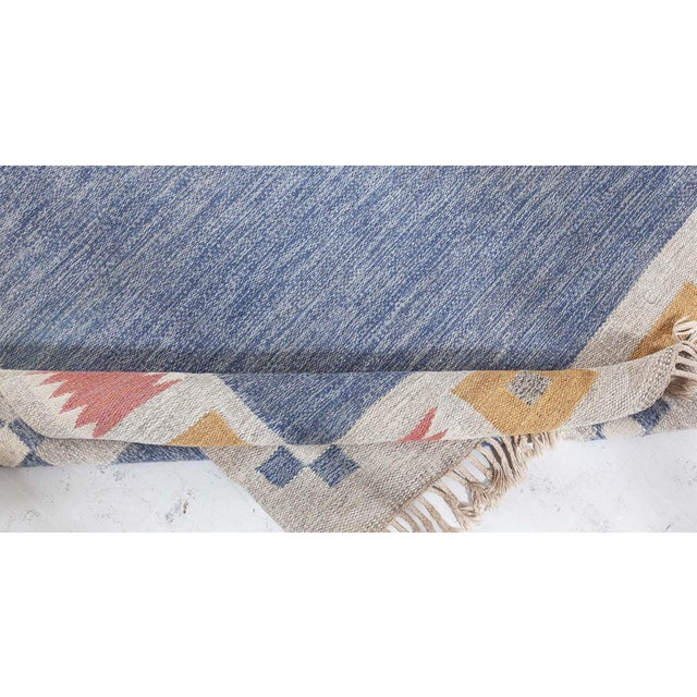 Blue Doris Leslie Blau Vintage Swedish Flat Woven Rug by Bitte Ahlgren For Sale - Image 8 of 9