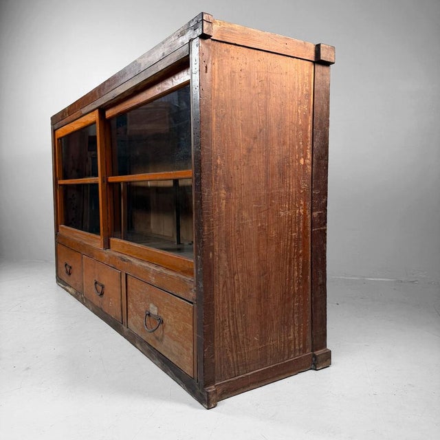 Antique Japanese Shop Counter with Glass Display and Drawers, 1920s For Sale - Image 6 of 18