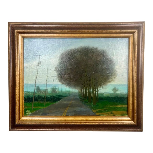 Alex Bloch Quiet Country Road Oil on Canvas Signed & Framed 2000' S For Sale