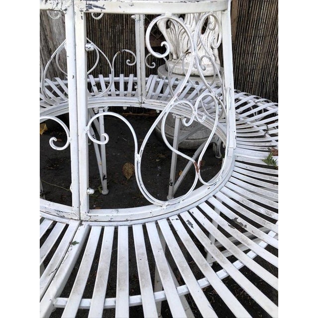 Circular White Steel Tree Bench Garden Seat For Sale - Image 11 of 12