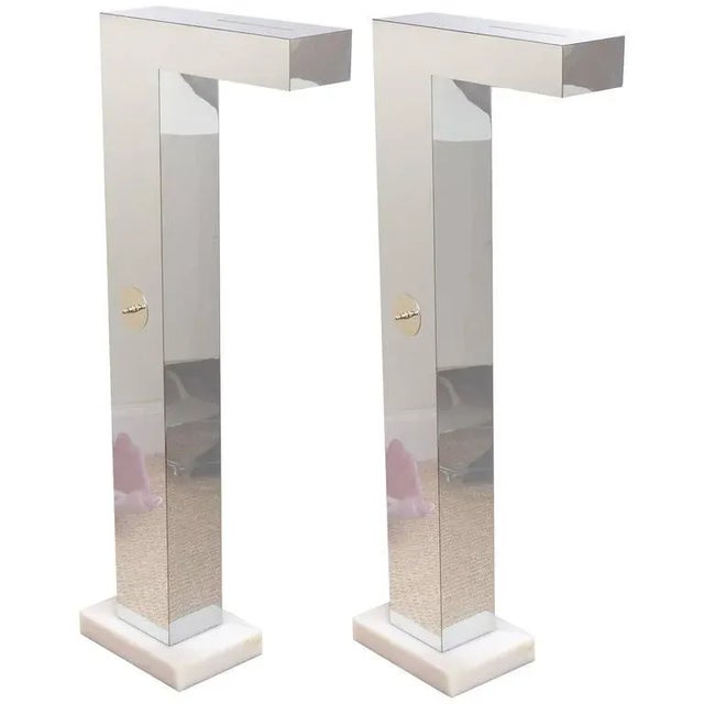 Vintage Neal Small Chrome and Resin Sculptural Floor Lamps Rare, Restored Pair Of For Sale - Image 10 of 10