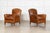 circa 1920 Pair English Tan Leather Club Armchairs W64.5 x D64.5 x H86.5 cm Seat height 39 cm Weight 22Kg