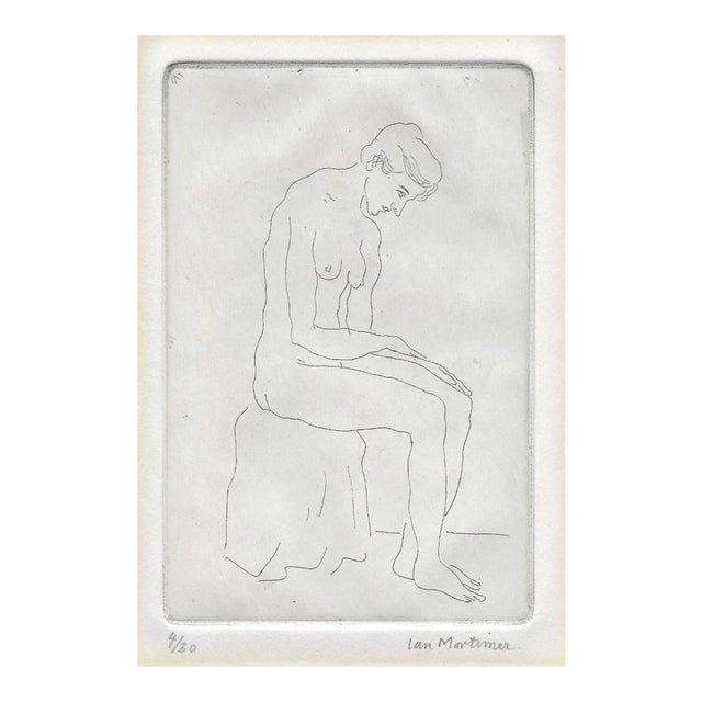 1970s Ian Mortimer Seated Female Nude Etching For Sale