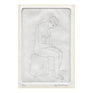 1970s Ian Mortimer Seated Female Nude Etching