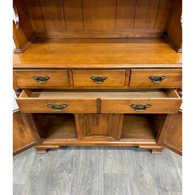 Vintage Tell City Young Republic Colonial Hard Rock Maple China Cabinet & Hutch For Sale - Image 16 of 18