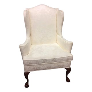 Vintage Damask Wing Chair, Bernhardt Furniture For Sale