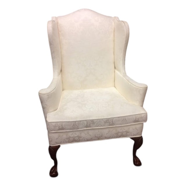 Vintage Damask Wing Chair, Bernhardt Furniture For Sale