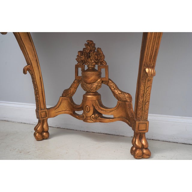 Pair of French Louis XV Style Marble Top Wall Console Tables For Sale In Philadelphia - Image 6 of 14