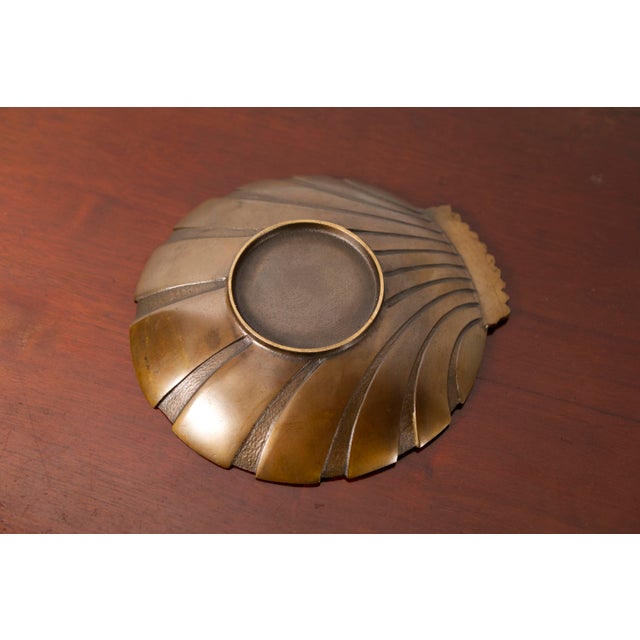 Goldenrod Art Deco Scallop Bronze Bowl by Niels Dam Ravn for Nordisk Malm, Denmark, 1930s For Sale - Image 8 of 13