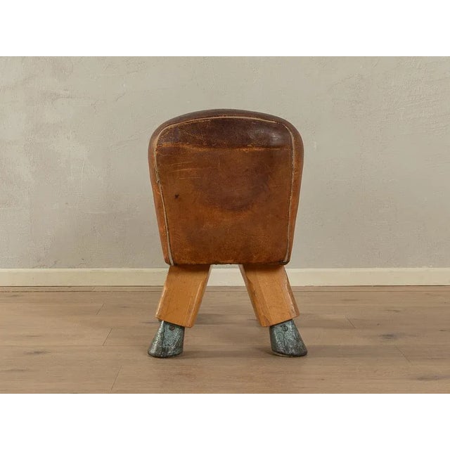 Brown Vintage Leather Stool, 1960s For Sale - Image 8 of 9