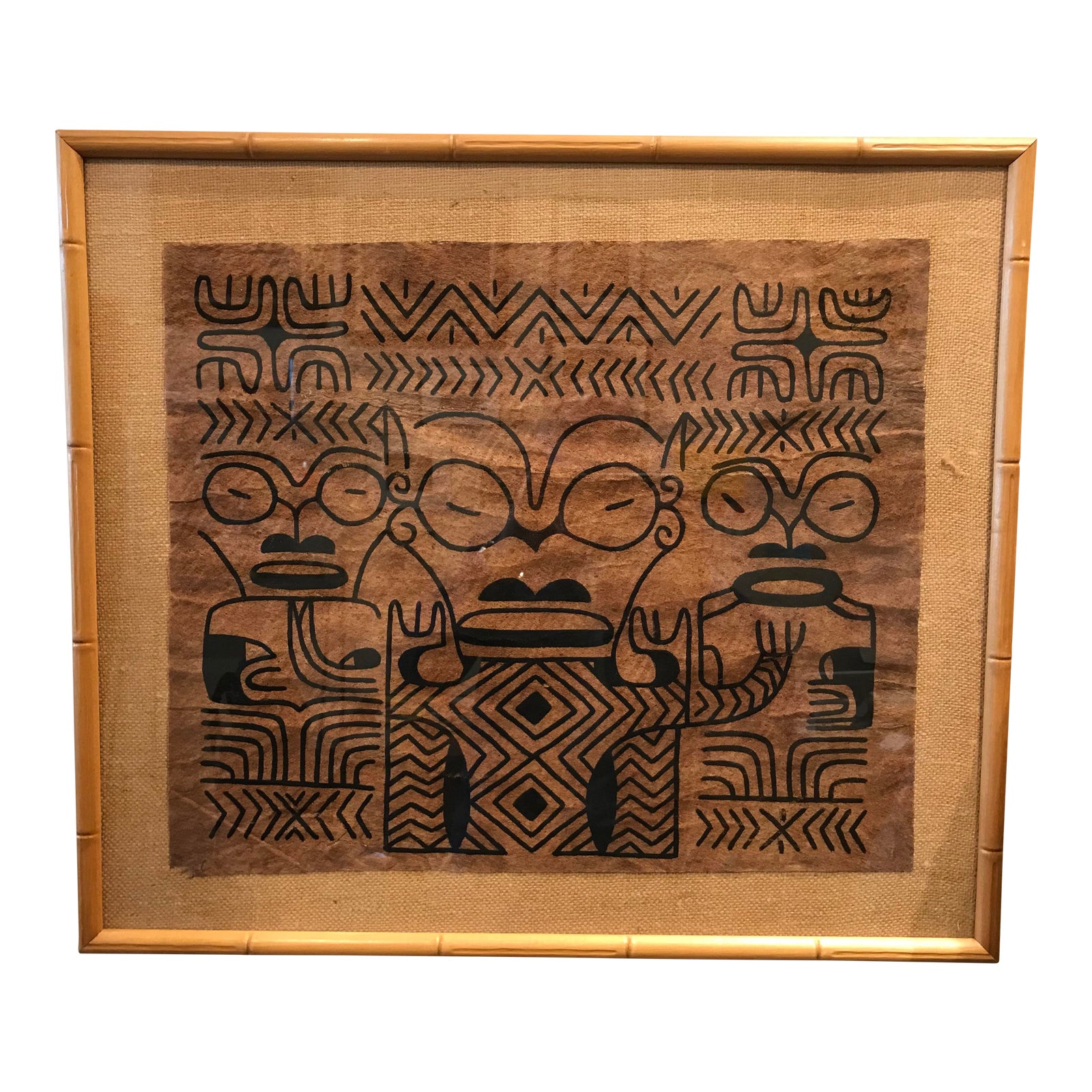 Tiki Bar Theme Tapa Cloth Hawaiian Framed Art 1960s Chairish