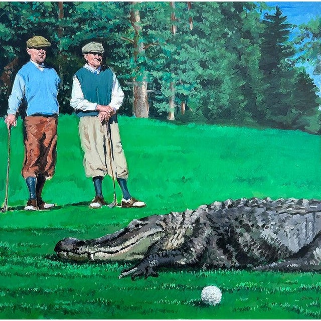 Geiler Gonzalez Golf Painting on Canvas, "Game Over" For Sale