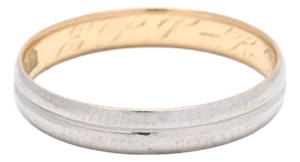 Antique Engraved Band Ring, 18k Yellow and White Gold, Ring Size 7
