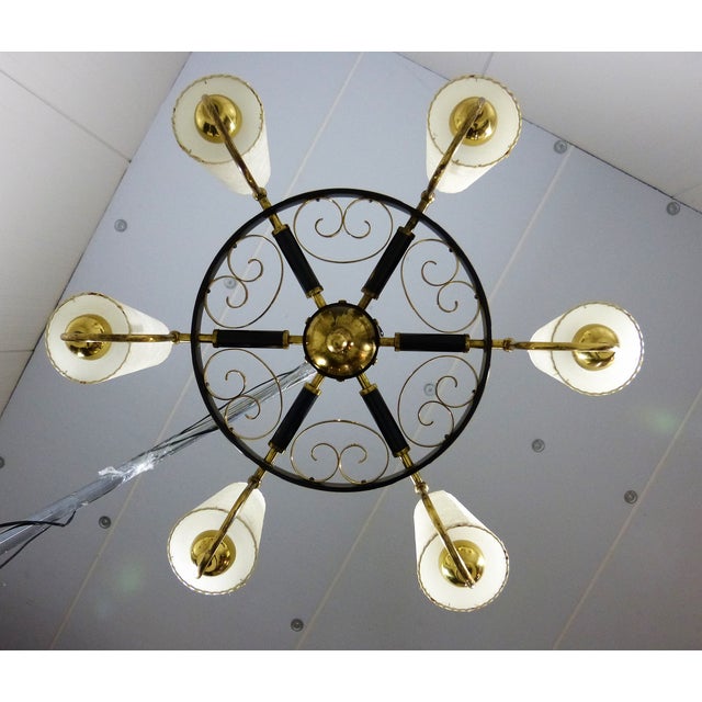 Finnish Brass Chandelier with Polyester Shades and Glass Diffusers, 1950s For Sale - Image 14 of 18