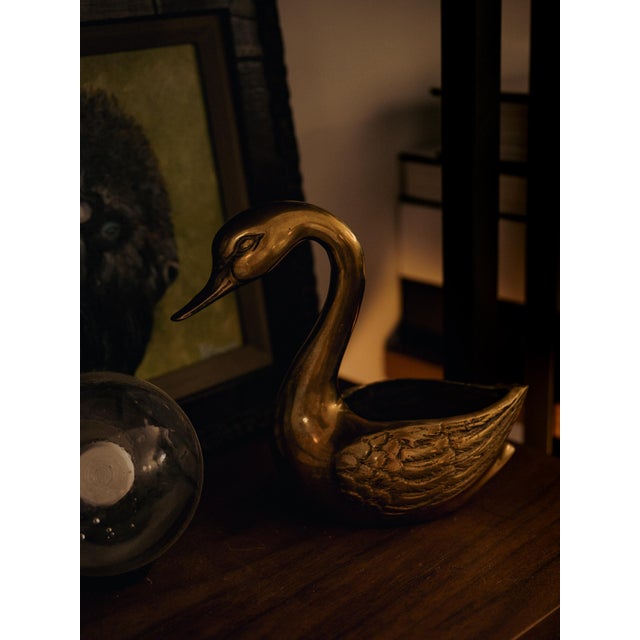 Vintage Mid-Century Solid Brass Swan Planter and/or Catchall 7" For Sale - Image 10 of 11