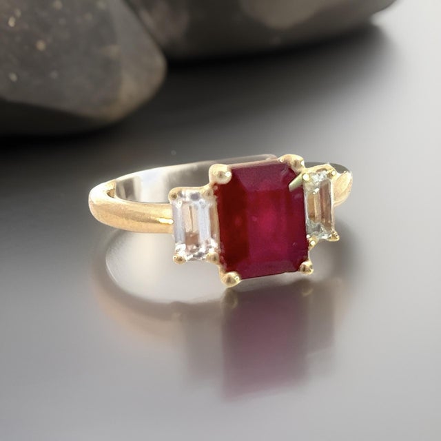 Natural Ruby Sapphire Ring 6.5 14k Y Gold 2.51 TCW Certified For Sale - Image 10 of 18