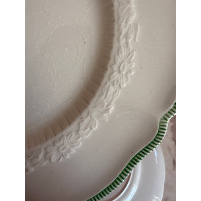 Farmhouse Vintage Green and White Johnson Bros Old Staffordshire Plates - Set of 2 For Sale - Image 3 of 10