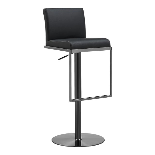 Amalfi Black on Black Steel Adjustable Bar Stool For Sale