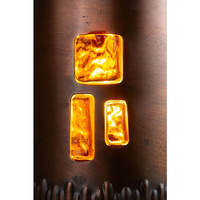 Metal Pendants in Brass and Amber Glass by Josef Brumberg for JBS Leuchten, 1970s, Set of 2 For Sale - Image 7 of 12