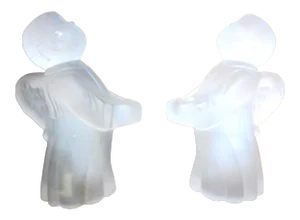 Late 20th Century Frosted Glass Angel Candle Stick Holders Hand Crafted by Smith - a Pair