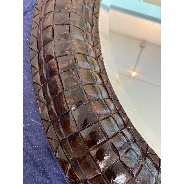 Vintage Large Coconut Shell Round Mirror For Sale - Image 9 of 11