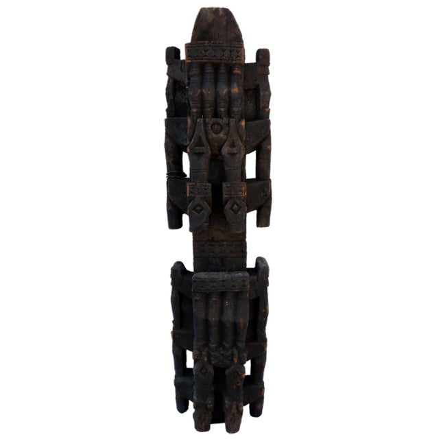 Antique Hand-Carved Wooden Pillar Column, Afghanistan / Pakistan, 1890s For Sale